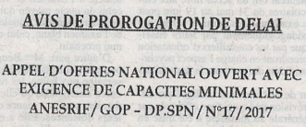 Avis de prorogation de d&eacute;lai