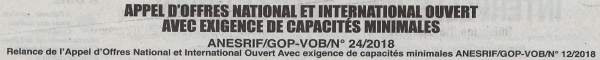 Avis d'appels d'offres