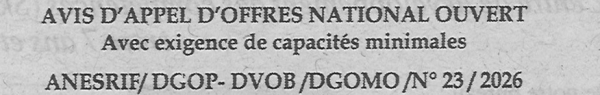 Avis d'appels d'offres