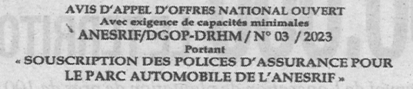 Avis d'appels d'offres