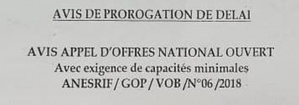 Avis de prorogation de d&eacute;lai